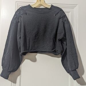 Lace-Up Crop Sweatshirt